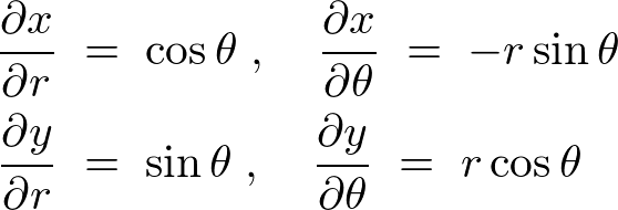 極座標変換における偏微分式