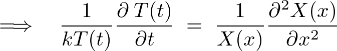 熱伝導方程式,変数分離形