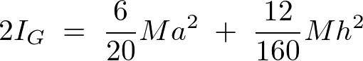 円錐の頂点と底面周りにおける慣性モーメントを平行軸の定理による重心の慣性モーメントの連立方程式の計算過程